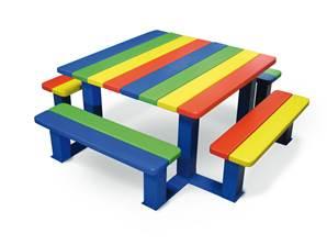 Table de pique-nique enfants - bois exotique FSC - versions maternelle et primaire - multicolore_0