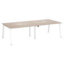 Table de réunion modulable avec extension chêne gris L 280 x P 126 cm - Piétement métal blanc - Arch_0