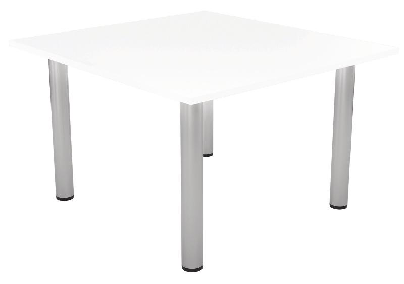 TABLE RÉUNION ELGA PIED TUBE 120 X 113 CM PLATEAU STRATIFIÉ BLANC/ALU - MANUTAN COLLECTIVITÉS