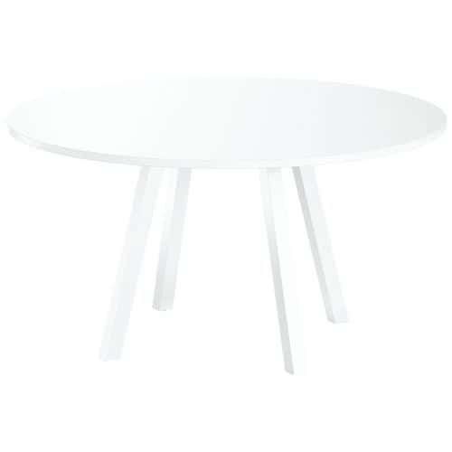 TABLE RÉUNION EVAN Ø 140 CM PIED BLANC PLATEAU BLANC - MBA
