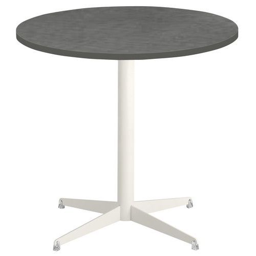 TABLE TAMARIS Ø 80 PL.MÉTAL BROSSÉ/ARGILE PIET.BLANC/ARGENT - CLEN
