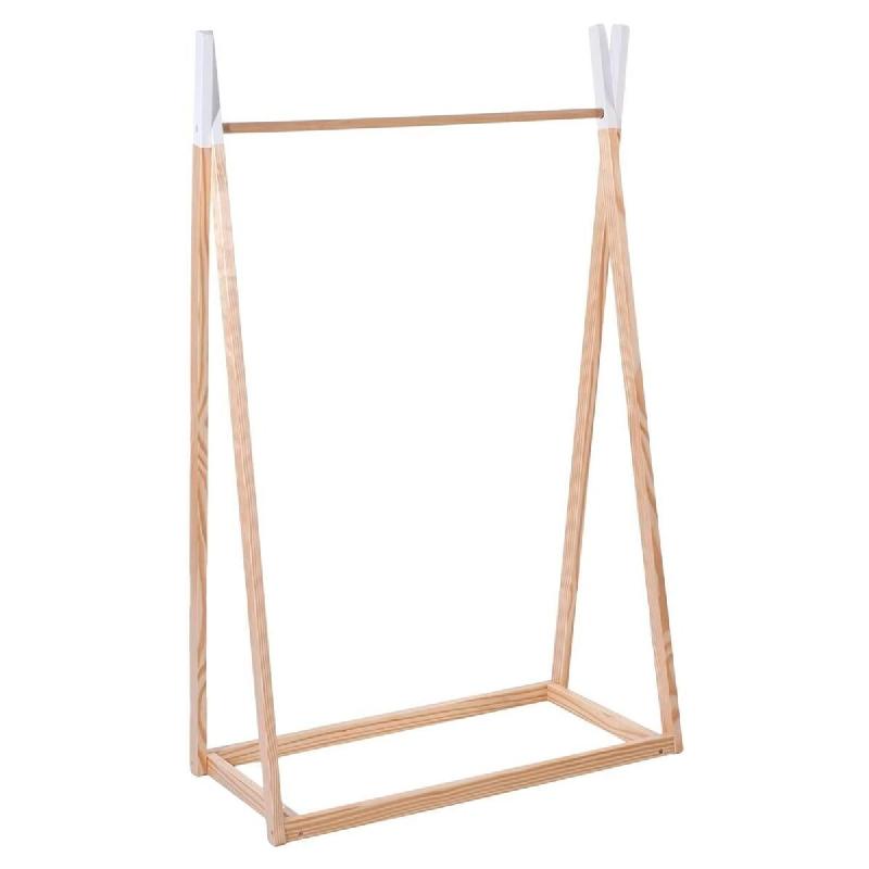 WellHome - Portant à vêtements en bois 126 cm couleur beige - WH13881_0