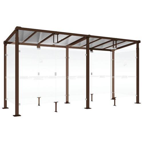 ABRI FUMEURS MILAN 5M BARDAGES FOND/LATÉR. VERRE MARRON 8017 - PROCITY