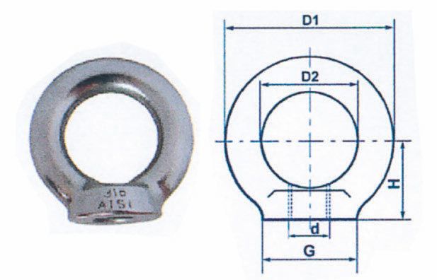Anneaux femelles - l'étoile - diamètre 6 à 36 mm - série n° 247-50 - suivant DIN 582 en acier inox A2_0