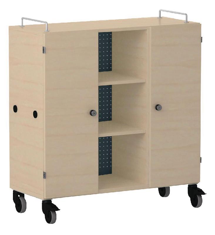 ARMOIRE BASSE SHIFT+ LANDSCAPE MÉLA. 9 CASES - 2 PORTES - ÉRABLE - ANTHRACITE - MANUTAN COLLECTIVITÉS