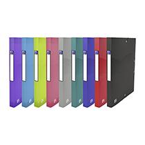 BOÎTE DE CLASSEMENT PLASTIQUE OXFORD OSMOSE DOS 2,5 CM - COULEURS OPAQUES ET TRANSLUCIDES ASSORTIES - LOT DE 12