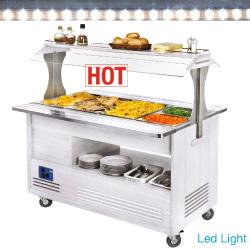 Buffet chauffant bain-marie 4x GN1/1-150 en bois blanc - BBM/4C-A1_0