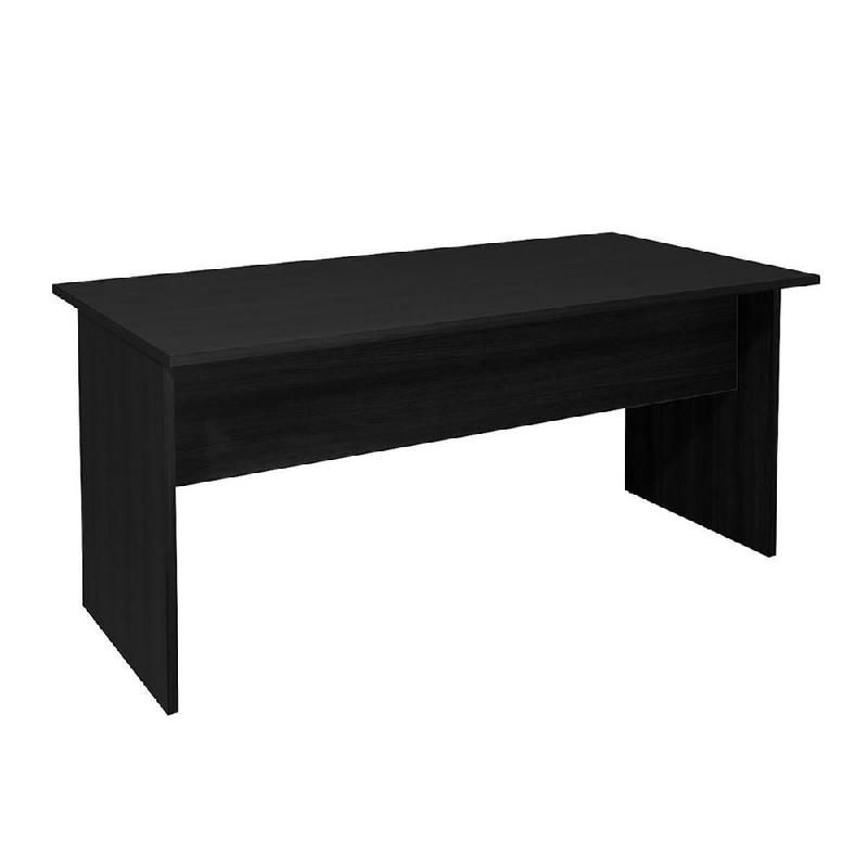 BUREAU DROIT PRONTO - L.160 X P.80 CM - PLATEAU NOIR - PIEDS PLEINS  NOIR