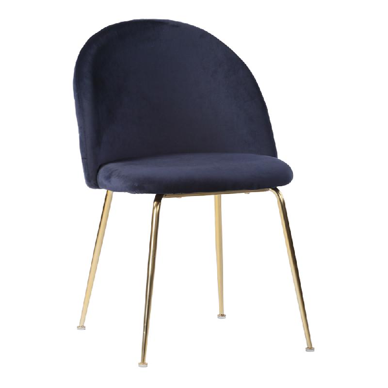 Chaise de repas Genève en velours bleu - pieds en métal doré - design élégant et raffiné_0
