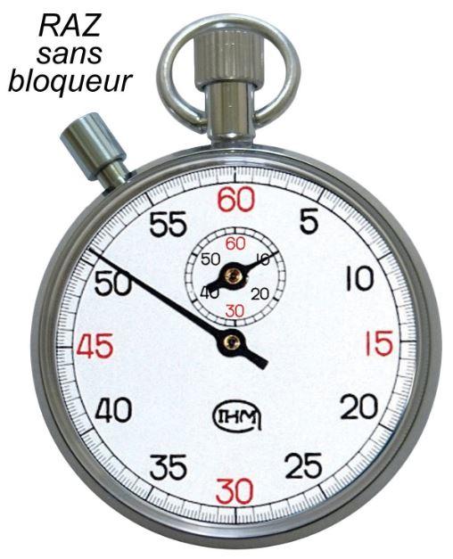 Chronomètre mécanique - start/stop/start - temps intermédiaire - 60 mn au 1/5e - raz sans bloqueur #0105ch/sbl_0