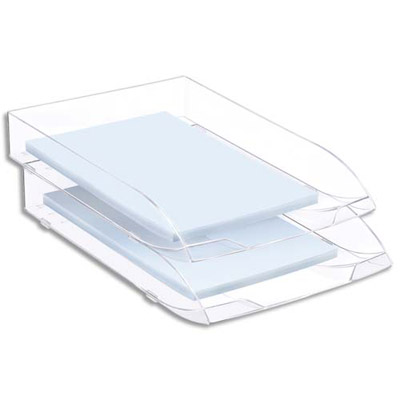 CORBEILLE A COURRIER CEP - POLYSTYRENE CHOC BRILLANT - FORMAT 27X6,5X37 - CRISTAL - LOT DE 6