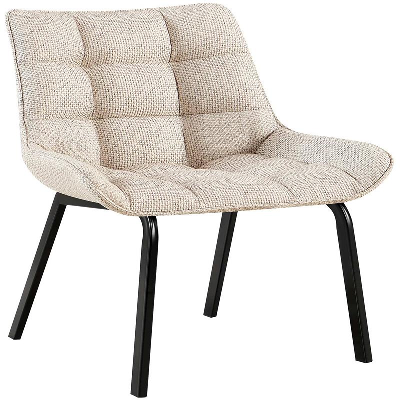 Décoshop26 - Chaise de salle à manger x1 en tissu crème généreusement rembourrée piètement en métal noir 10_0007464 - beige métal 3000266122529_0