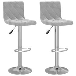 Décoshop26 - Lot de 2 tabourets de bar chaises hautes coutures en losange en velours gris clair cadre en acier DEC029693 - gris 3000257506161_0