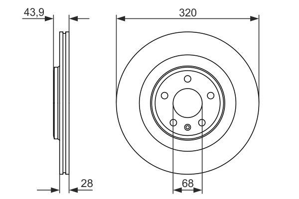 Disque de frein Bosch 0986479552 - ventilé - 5 trous - épaisseur 28mm - avant_0