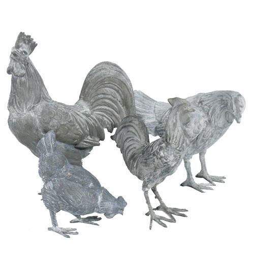 FIGURINE D\'ANIMAUX COQ ET POULE EN PLOMB