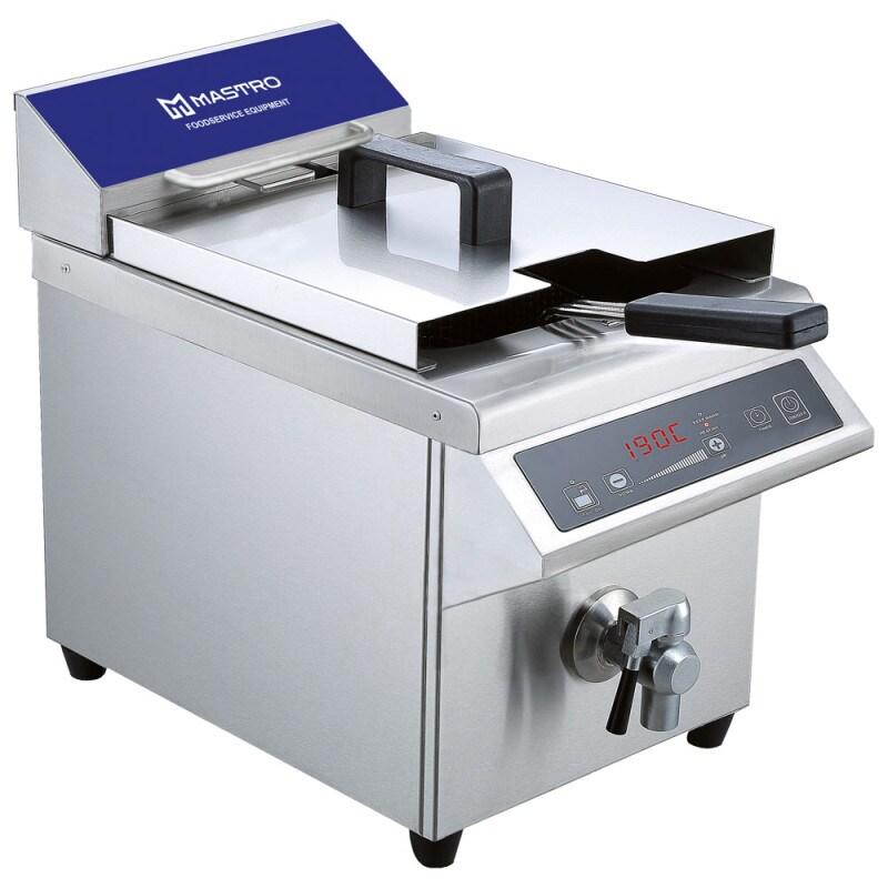 Friteuse à induction avec robinet de vidange, capacité d'huile 8 litres 247x345x440 mm - VIRTUS - 0615402371650_0
