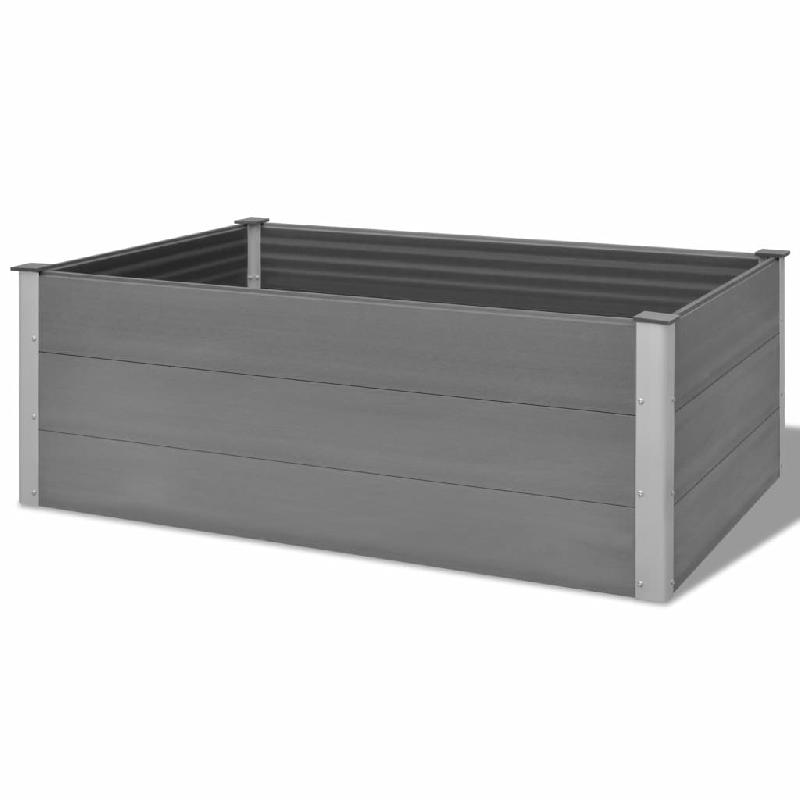 JARDINIÈRE LIT SURÉLEVÉ PLANTES FLEURS JARDIN WPC 150 X 100 X 54 CM GRIS 02_0001238_0