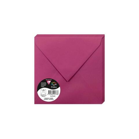 LOT DE 2 - PAQUET DE 20 ENVELOPPES POLLEN 165X165MM 120G/M2 - FRAMBOISE