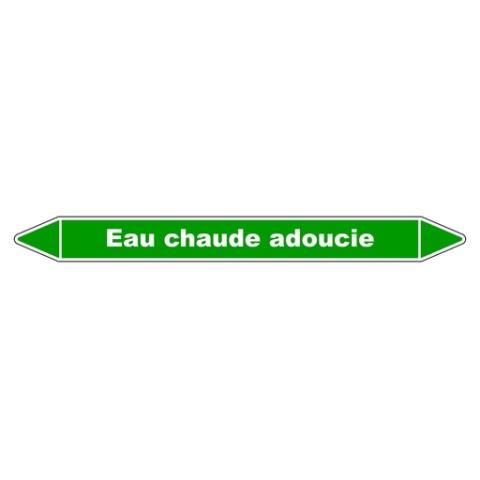 LOT DE 3 - MARQUEUR TUYAUTERIE - EAU CHAUDE ADOUCIE - VINYLE LAMINÉ 355 X 37 MM