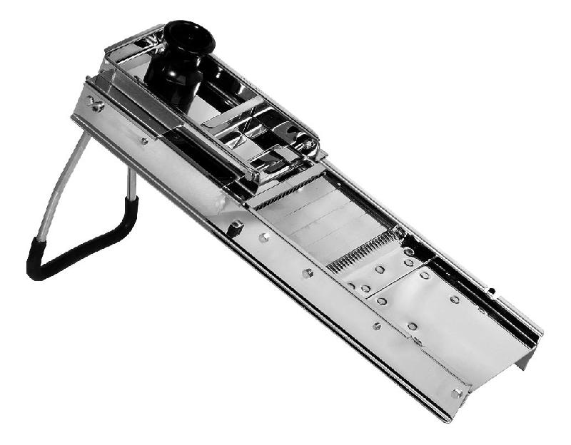 Mandoline inox comprenant un poussoir et 3 blocs_0