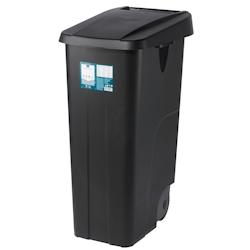 METRO Professional Poubelle avec roulettes et couvercle, 42 x 57 x 88 cm, capacité 110 L, noir - noir plastique polypropylène 453951_0