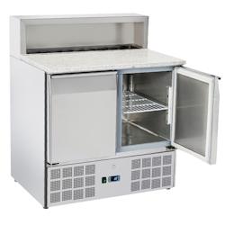 Meuble préparation pizzas 2 portes dir.5 gn 1/6 - 900x700x880 mm - 235 W 230/1V - 74A09PRC Eurast - gris inox 74A09PRC_0