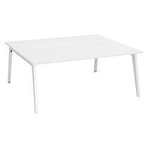 Pôle de 2 bureaux Exprim blanc + goulotte L 180 cm - piètement blanc_0