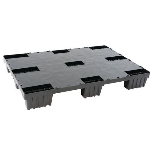 PALETTE PLASTIQUE LÉGÈRE NOIRE EMBOÎTABLE AVEC PLATEAU PLEIN - UTZ