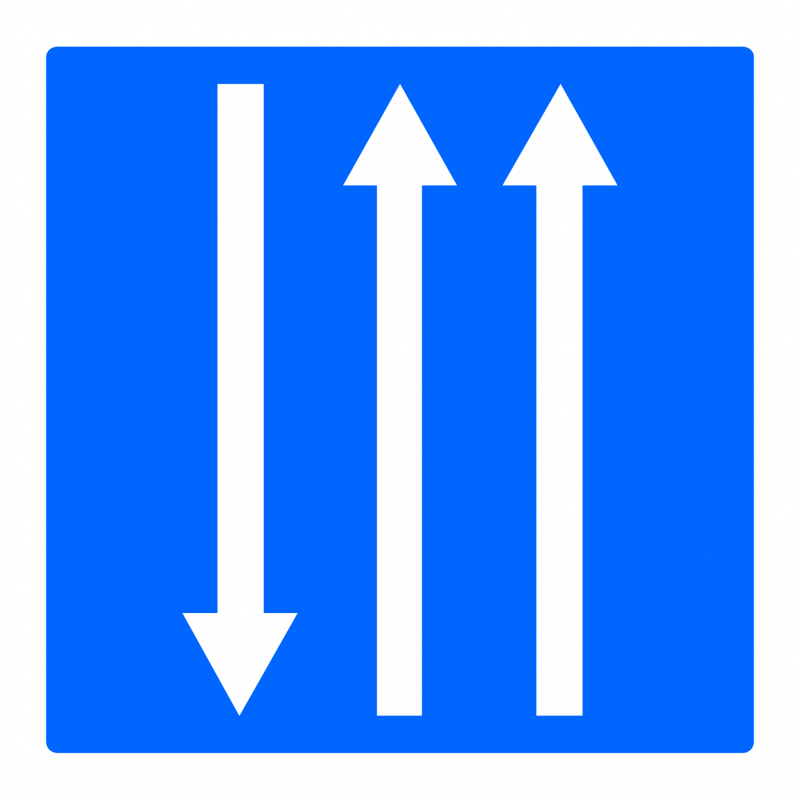 Panneau indication C29b - Créneau de dépassement à trois voies affectées - WP Signalisation - Recyclable et éco-responsable_0