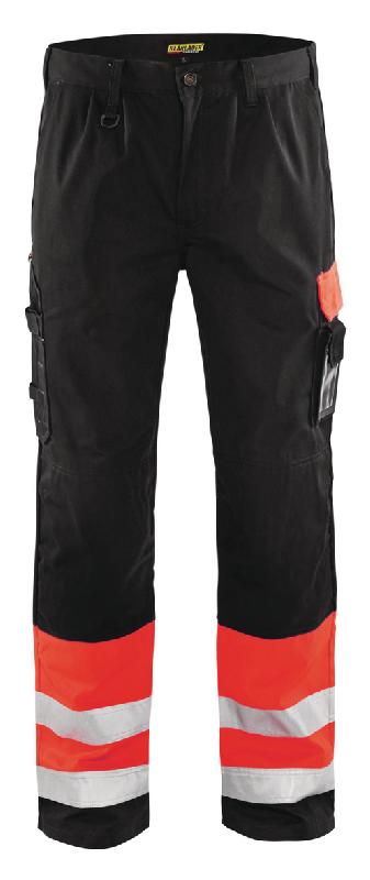 PANTALON HAUTE VISIBILITÉ ROUGE FLUORESCENT/NOIR TAILLE 40 - MANUTAN COLLECTIVITÉS