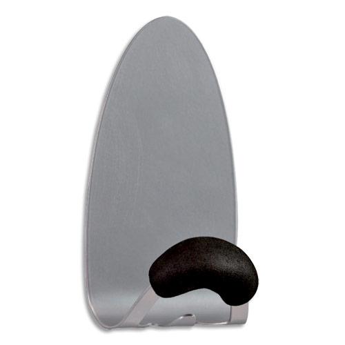 PATERE MURALE MAGNETIQUE ALBA - MOUSSE ANTIDERAPANTE NOIRE - CHARGE 5-6 KG - L8 X H15 X P7 CM - GRIS METAL