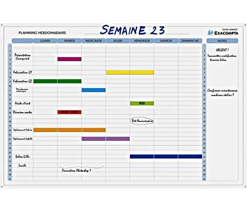 PLANNING MAGNÉTIQUE HEBDOMADAIRE 8 COLONNES EXACOMPTA