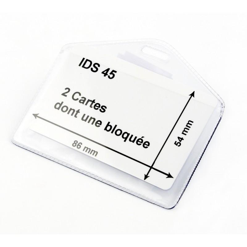 Porte-badge souple - 2 cartes - Usage intensif - Référence : IDS45 - Lot de 100_0