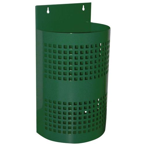 POUBELLE D'EXTÉRIEUR 1/2 RONDE MURALE VERT FONCÉ RAL 6005