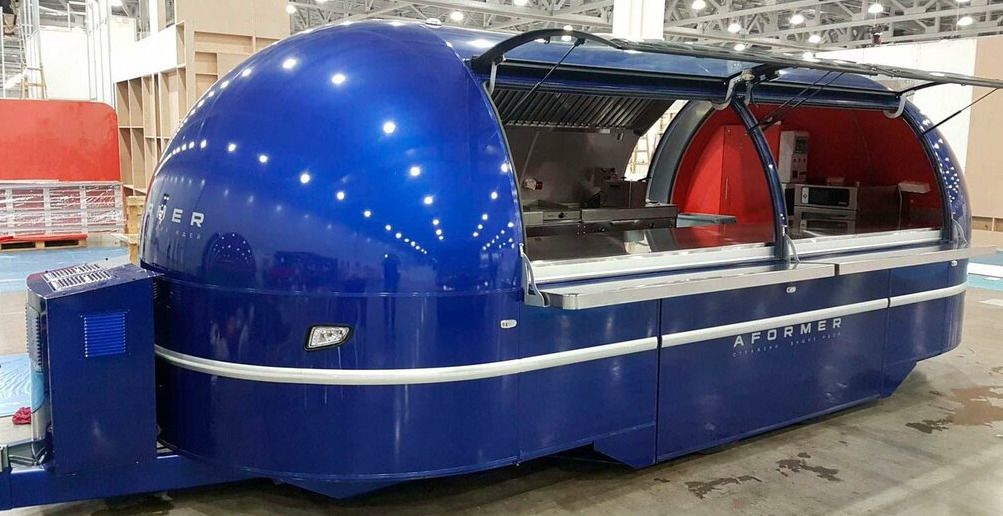 Remorque container pod snack ISK30 - PTC 2500 kg - panneaux sandwich 45 mm - vitrine réfrigérée 3m_0