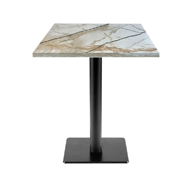RestooTab - Table Milan T 60x60cm décor marbre calcuta - blanc fonte TB-MIT-6060M-MB.CALC_0