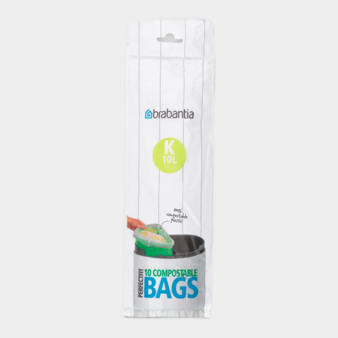 Sacs PerfectFit compostables Brabantia - Code K (10 litres) - Rouleau de 10 sacs_0
