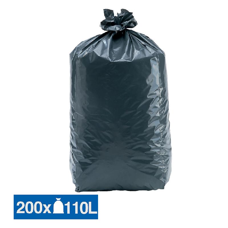Sacs poubelle déchets lourds Tradition qualité super épaisse gris 110 L, lot de 200_0