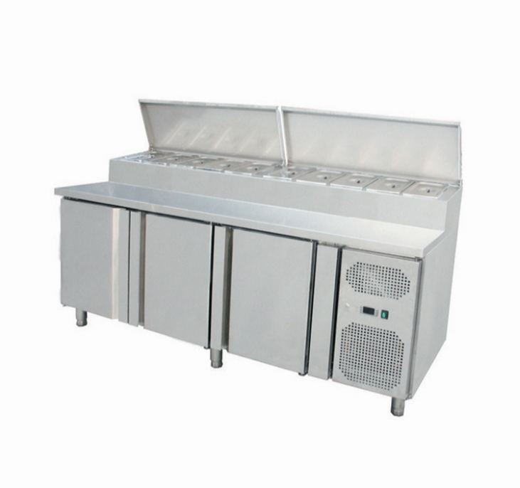 Saladette professionnelle positive ventilée - 3 portes avec capot pour GN 1/4x10 - THSH3000700_0
