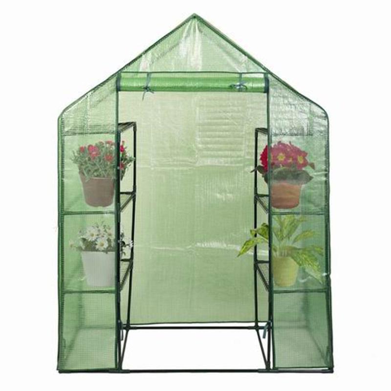 Serre de jardin en PVC anti-UV - Résistante aux intempéries - Potager avec tente pour plantes et 4 étagères - 143 x 73 x 195 cm - Réf. 20_0004948_0