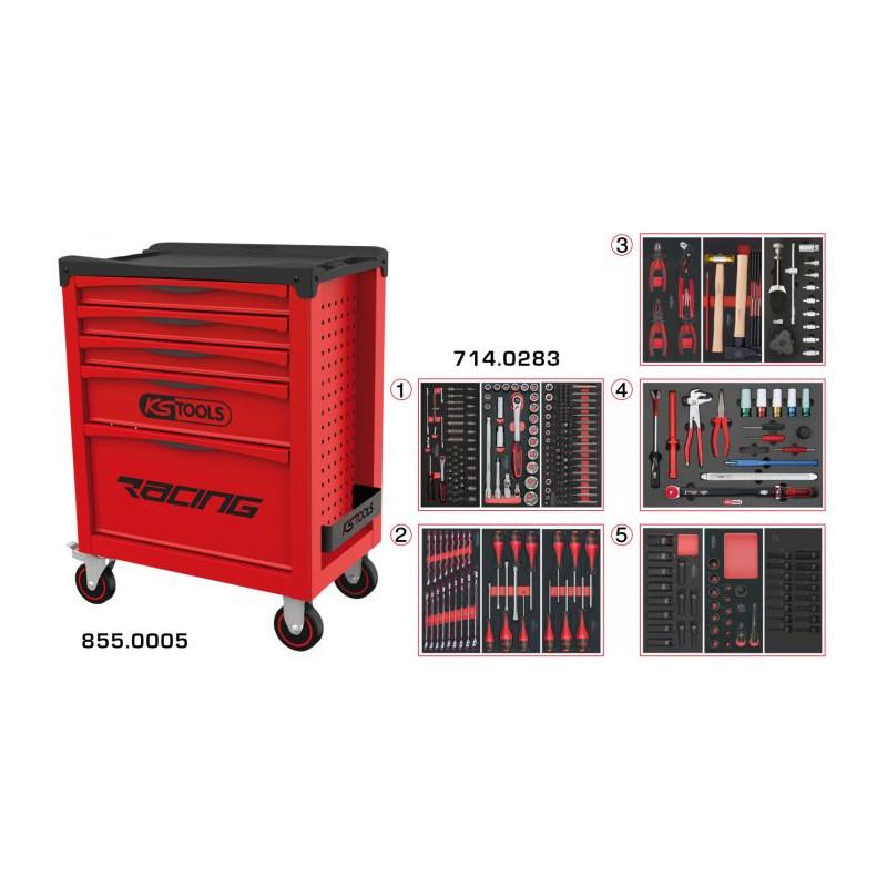 Servante RACING 5 tiroirs équipée de 283 outils - KSTools | 855.5283_0