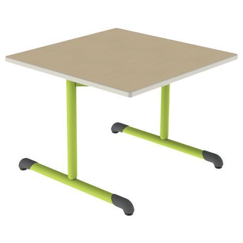 TABLE BANDANA 80X80 T3 DL STR POLY. HÊTRE MIEL BEIGE/VERT AC - MOBIDECOR