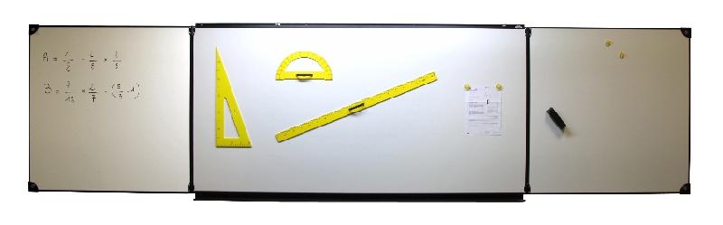 TABLEAU TRIPTYQUE 1,20 X 2 M ÉMAILLÉ VERT, CADRE ALUMINIUM NOIR - MANUTAN COLLECTIVITÉS