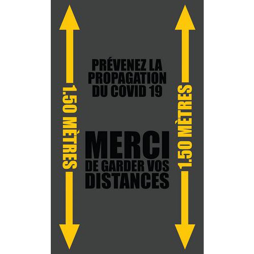 TAPIS KEEP DISTANCE GRIS - 90 CM X 150 CM - FRANÇAIS - NOTRAX