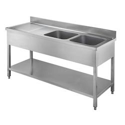 Vaiotec EASYLINE Evier 700 / 2 bacs à droite et égouttoir L:1600 - inox 11272_0