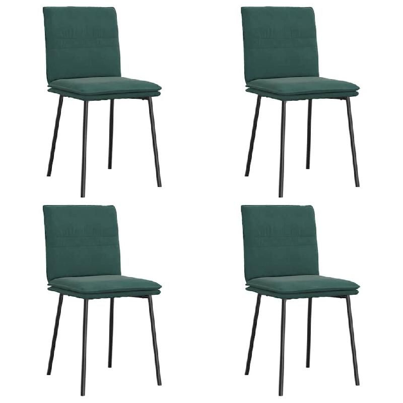 VidaXL Chaises à manger lot de 4 Vert foncé Velours Modèle Unique Chic - 3315346_0