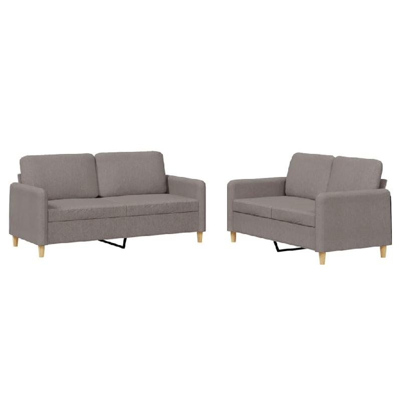 VidaXL Ensemble de canapés 2 pcs avec coussins Taupe Tissu Modèle Atlas Confort - 3202093_0
