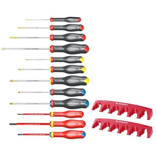 12 TOURNEVIS PROTWIST FENTE, PHILLIPS, POZIDRIV ET ISOLÉS - AT.J12R1 FACOM