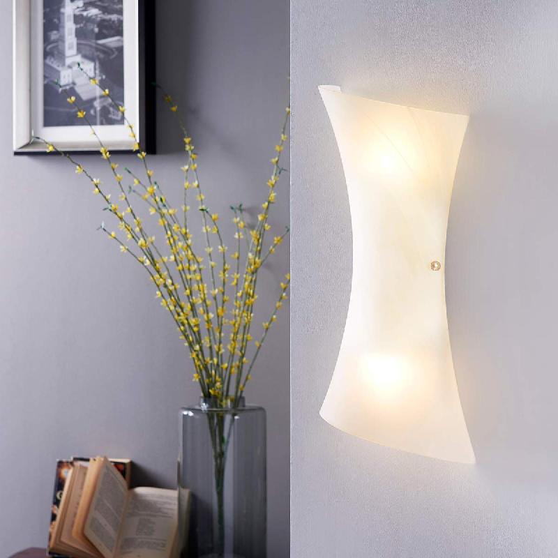 APPLIQUE MURALE LINDBY EBBA, HAUTEUR 39 CM, BLANC ALBÂTRE, VERRE