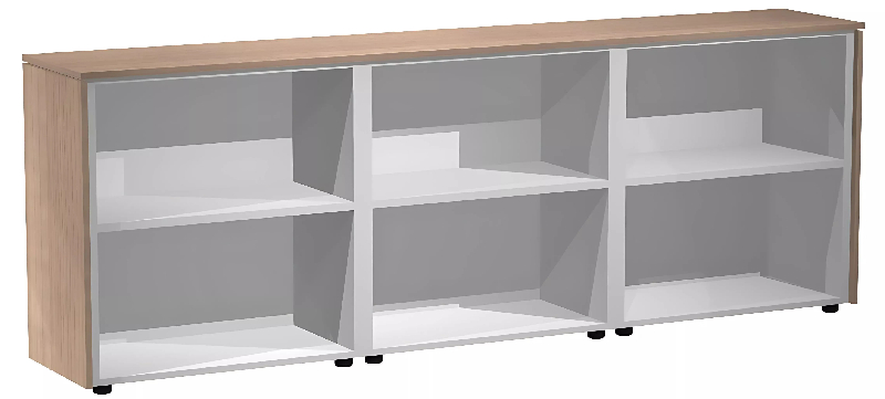 Armoire de rangement ouverte - 3 étagères - L. 243 x P. 43 x H. 81 cm So Flora - Frêne Noir_0